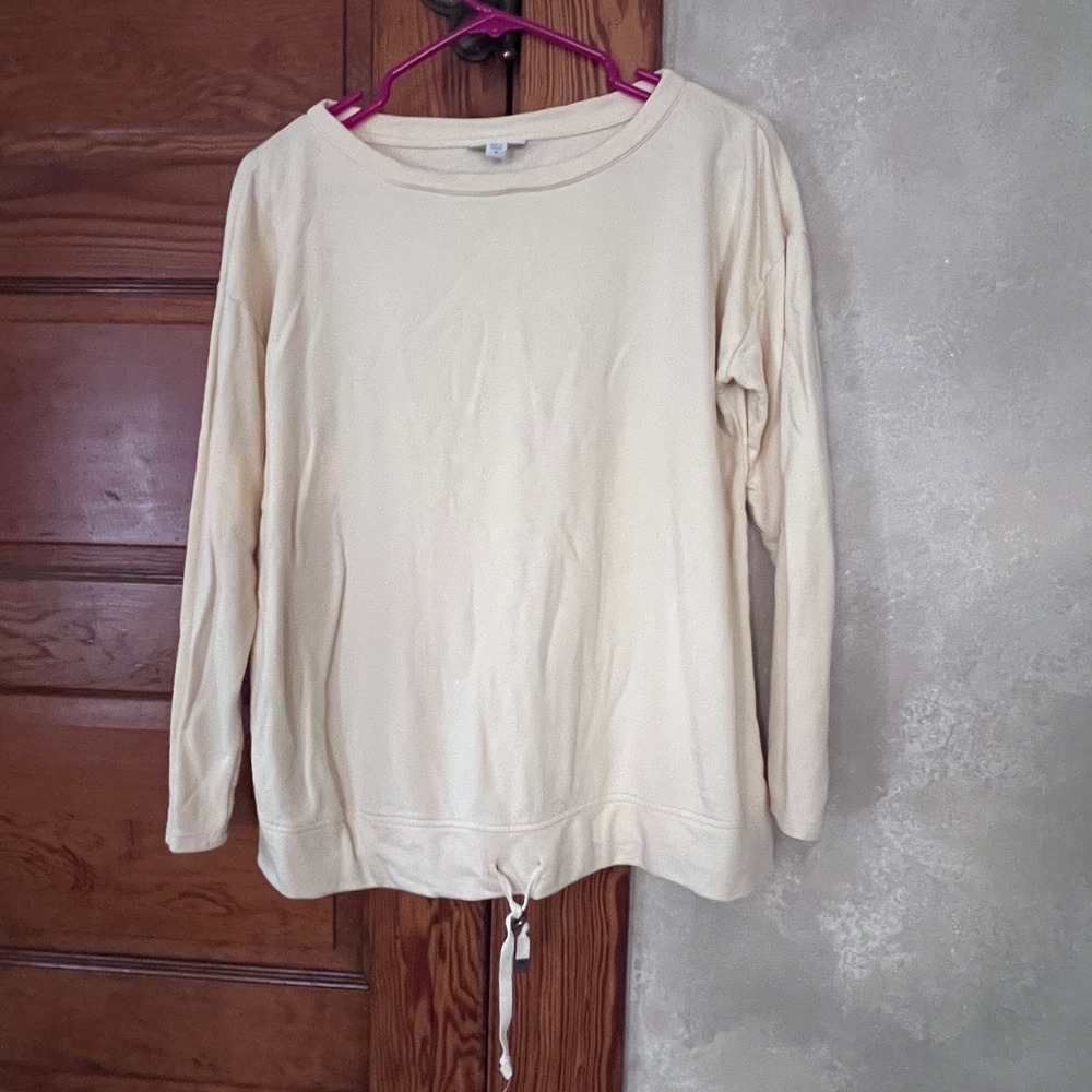 J. Jill Women's Loungewear Cozy Pastel Yellow Crewneck Sweatshirt Size M